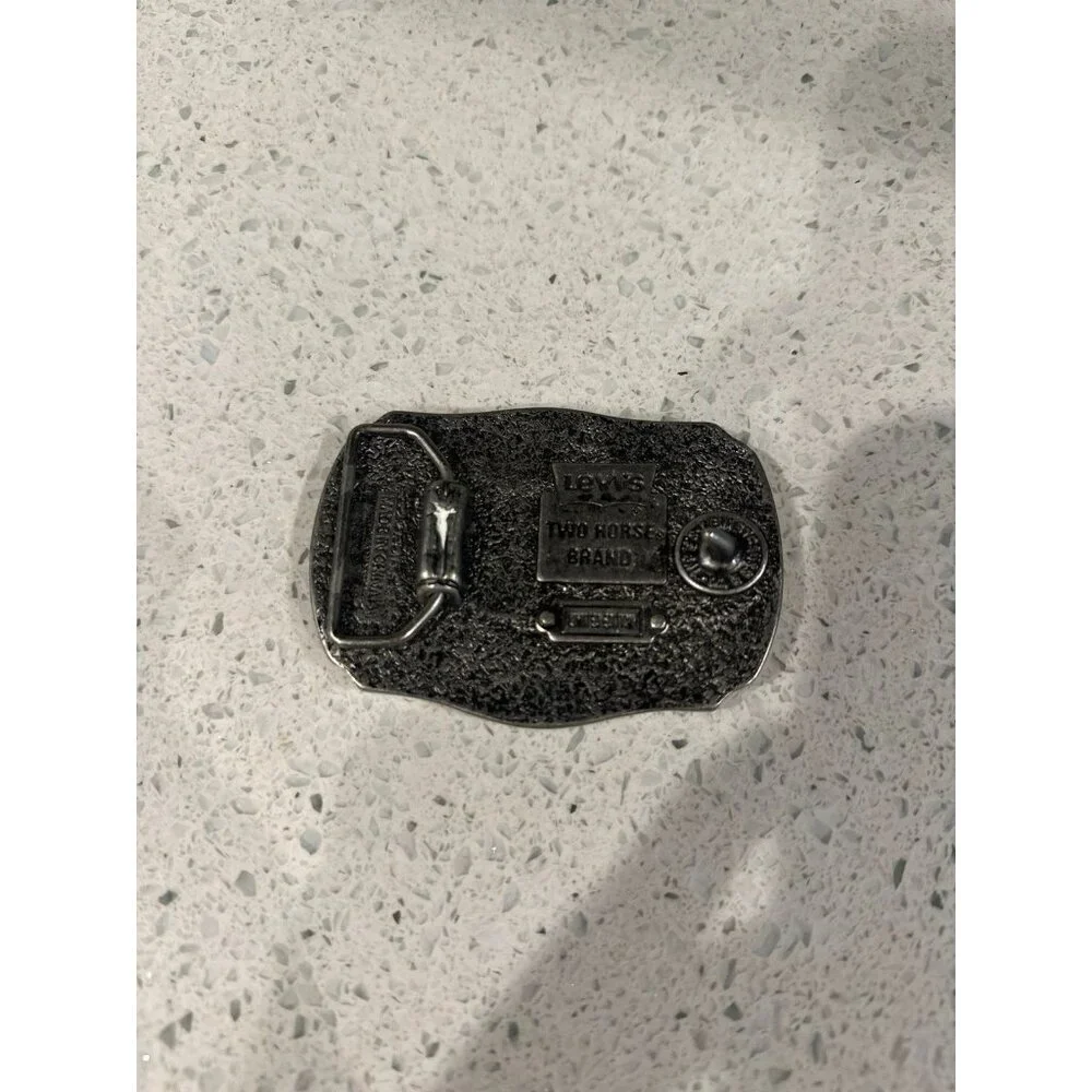 Vintage Levi's Belt Buckle Pewter Limited Edition Two Horse Unisex 3.5